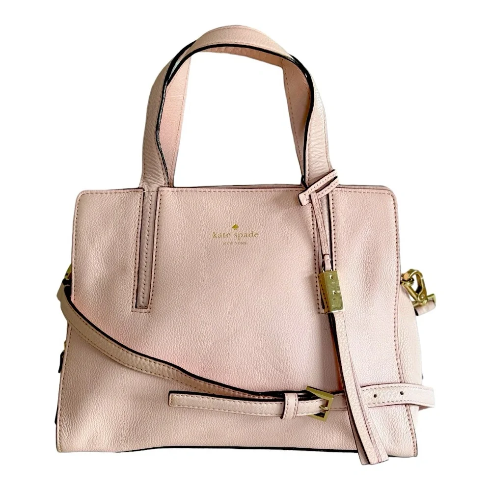 Kate Spade pebbled leather handbag with 14-karat gold plated hardware. - Picture 1 of 10